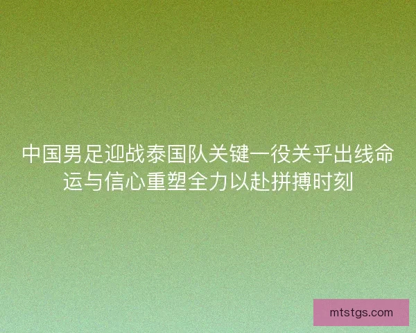 中国男足迎战泰国队关键一役关乎出线命运与信心重塑全力以赴拼搏时刻